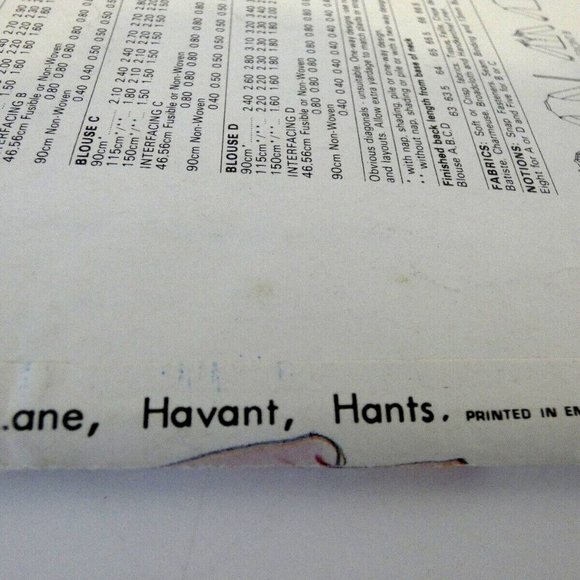 Vintage Vogue Pattern Womens Blouse and Tie Top 4 Styles Size 12 UK/8 USA Uncut - Picture 10 of 12